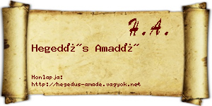 Hegedűs Amadé névjegykártya